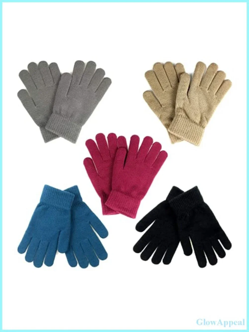 5 Pairs Stretchy Knit Acrylic Winter Gloves for Men Women Running Hiking